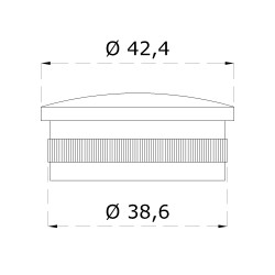 Ukončenie na trubku ø 42,4 mm, leštená nerez AISI 304 Ukončenie na trubku ø 42,4 mm, leštená nerez AISI 304